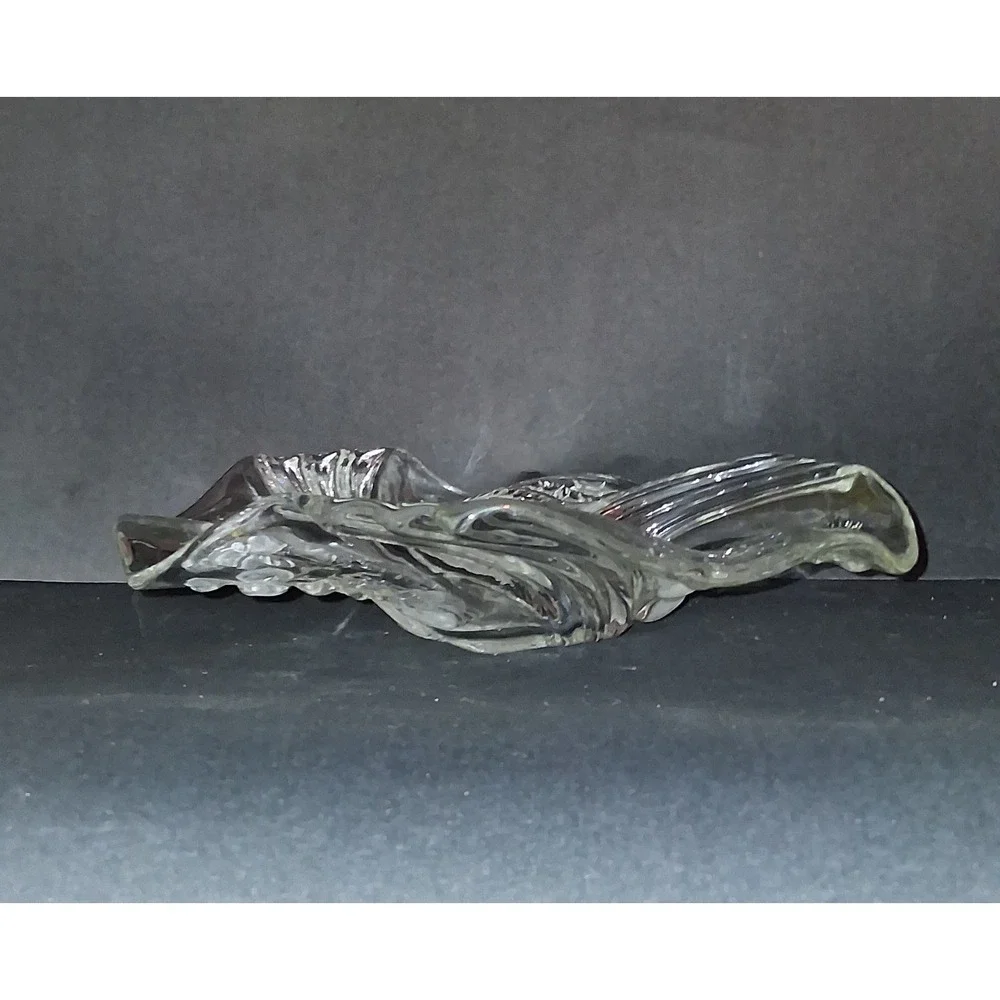 Vintage Mikasa Christmas  Bowl‎ Clear Lead Crystal, Frosted Leaves & Santa